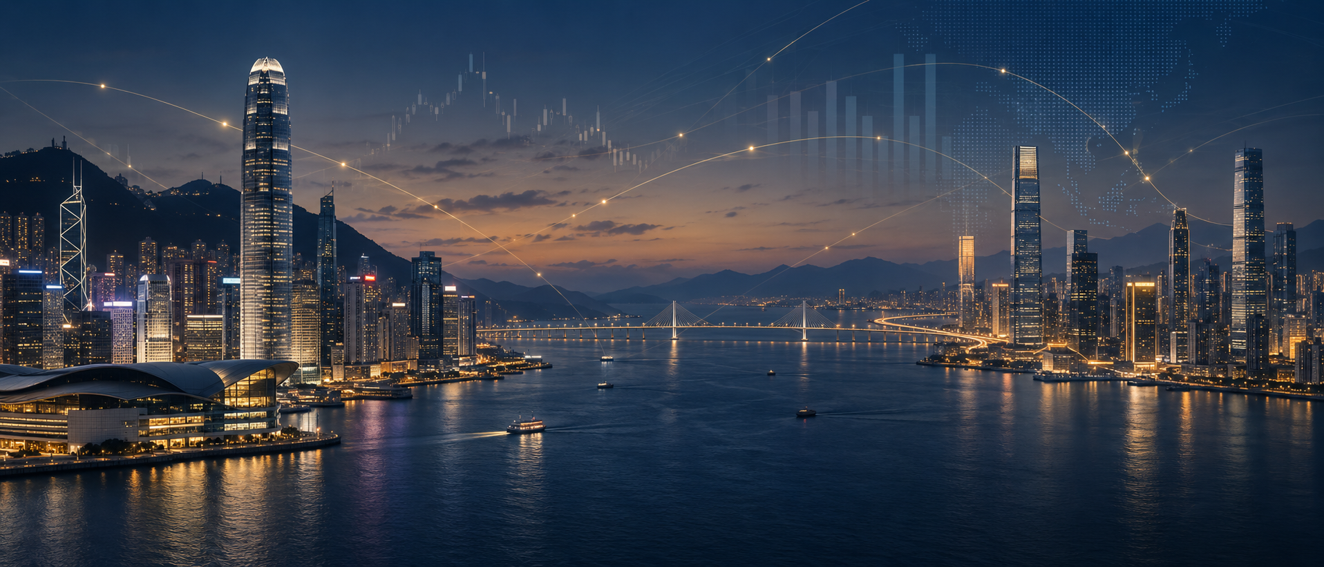 香港与中国内地金融市场连接的城市景观